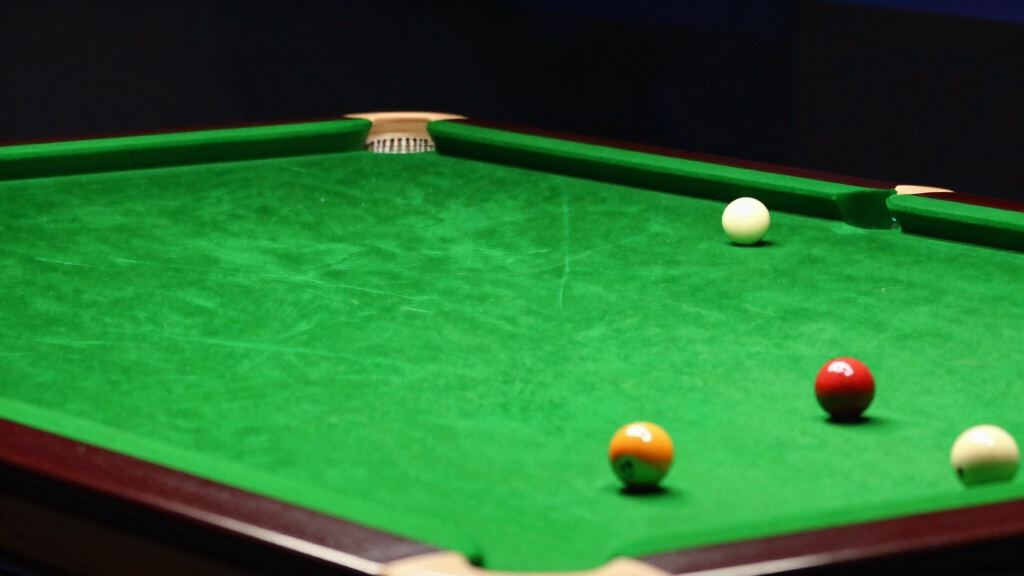 Snooker table green baize with balls professional match