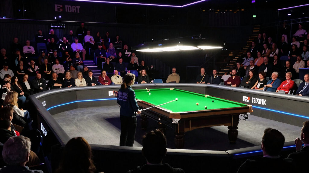 Snooker arena crowd watching match at Crucible Sheffield
